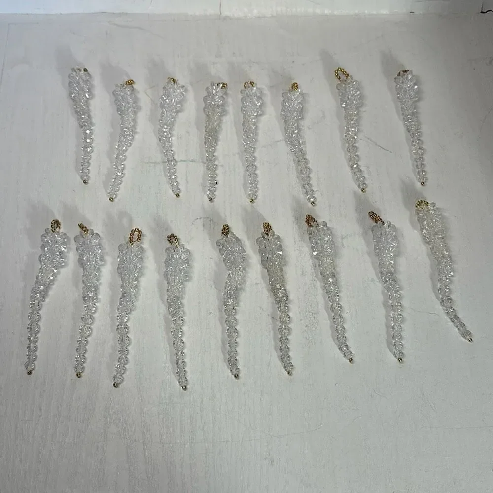 Vintage Handmade Beaded Wire‎ Christmas Twist/Drop Ornaments set of 17